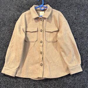 Avec Les Filles Oversized Tan Button Front Shacket Jacket‎ Women's large